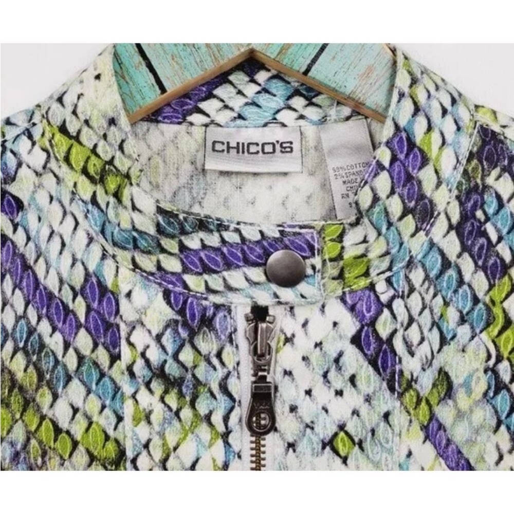 Chico’s Purple and Green, Bright Jacket - Picture 5 of 5